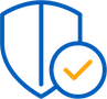 Shield Icon Blue and orange icon of a shied with a checkmark